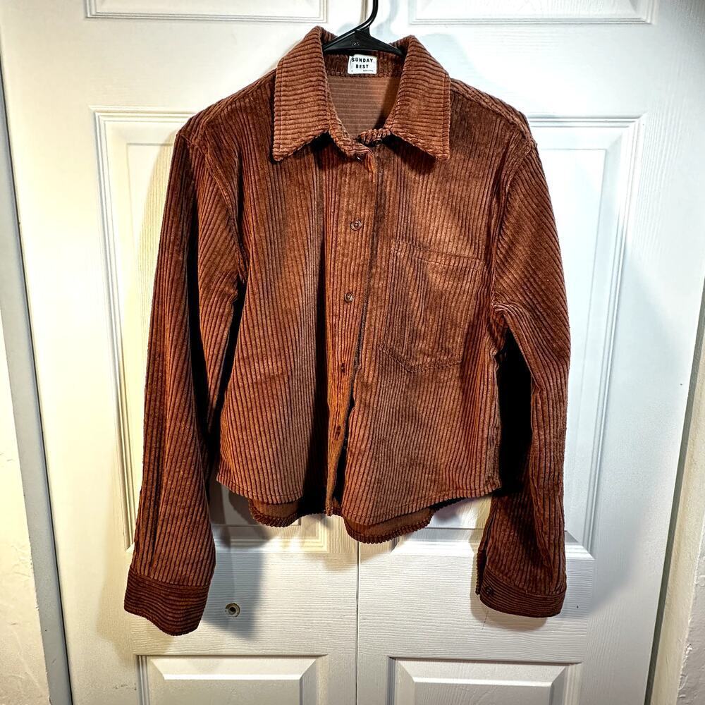 Sunday Best Brown Corduroy Button Down Jacket Women's Small Aritzia Boho